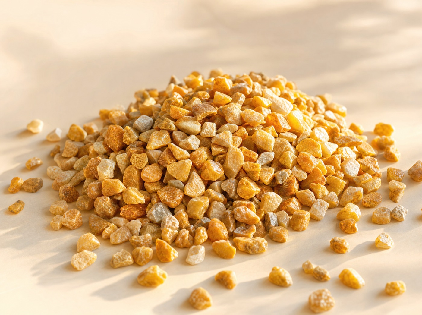 Heap of golden 10-20mm decorative gravel