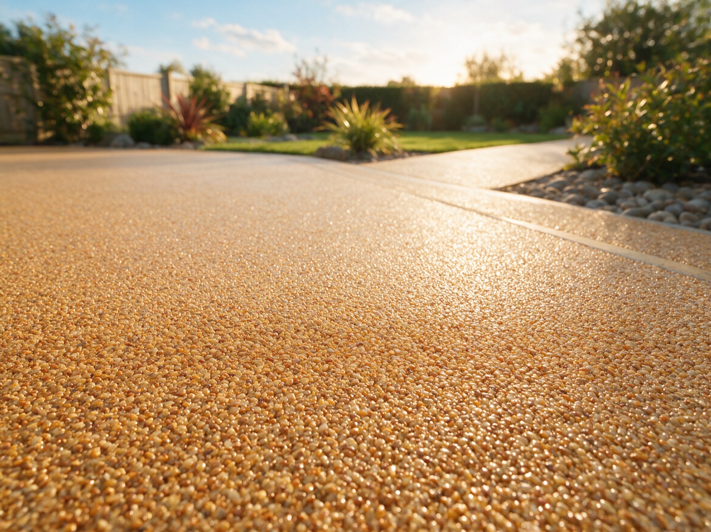 Close-up of a resin-bound driveway surface
